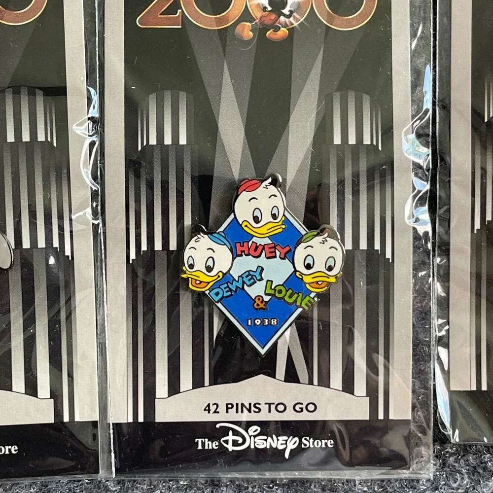 Disney Store Countdown to the Millennium Pin Set Steamboat Willie Pluto Huey 3pc